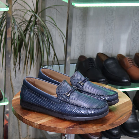 Mocassin  Bleu En Cuir Louison