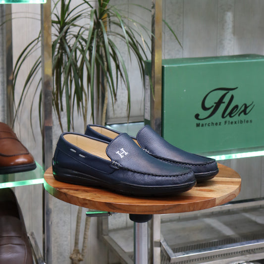 Mocassin En Cuir Bleu -  Lennox