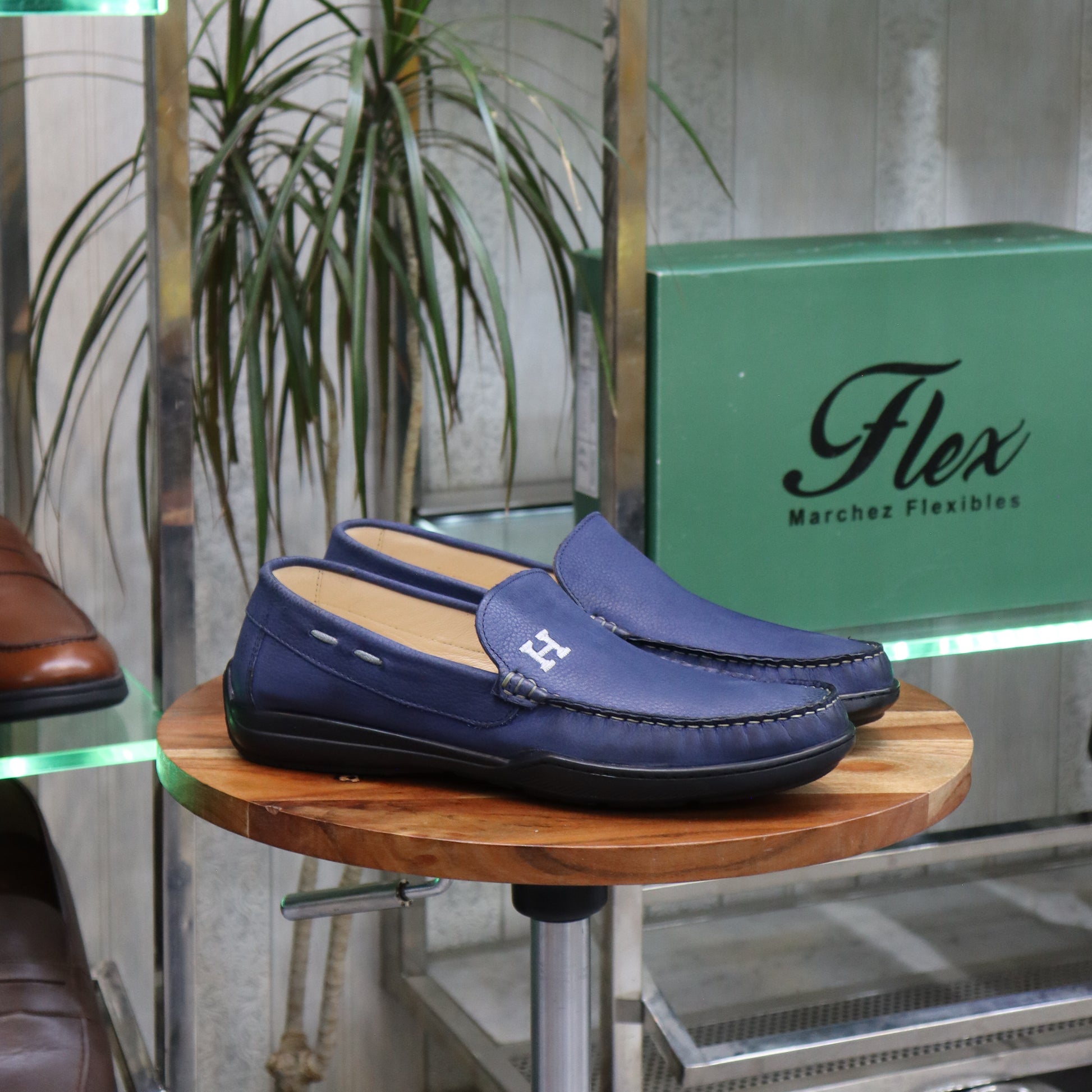 Mocassin En Cuir Bleu Marin -  Lennox