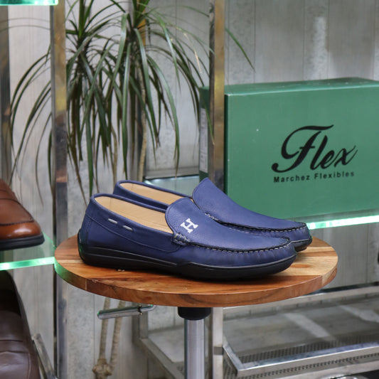 Mocassin En Cuir Bleu Marin -  Lennox