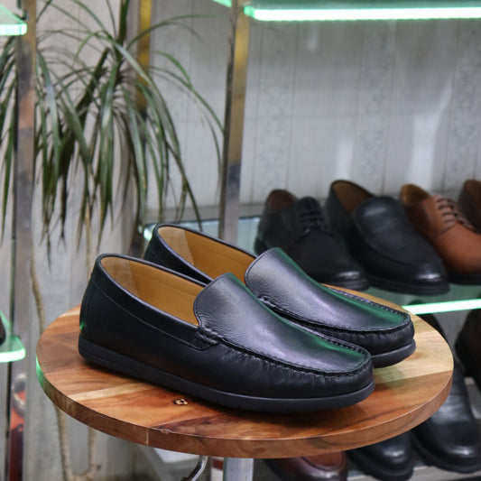 Mocassin  Noir En Cuir Saul