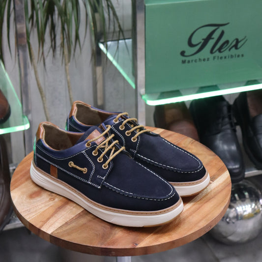 Mocassin en Cuir Bleu  Nubuck  Sesame