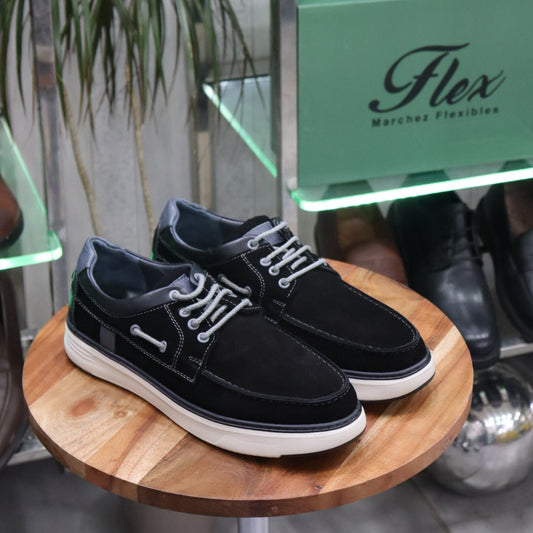 Mocassin en Cuir Noir Nubuck  Sesame