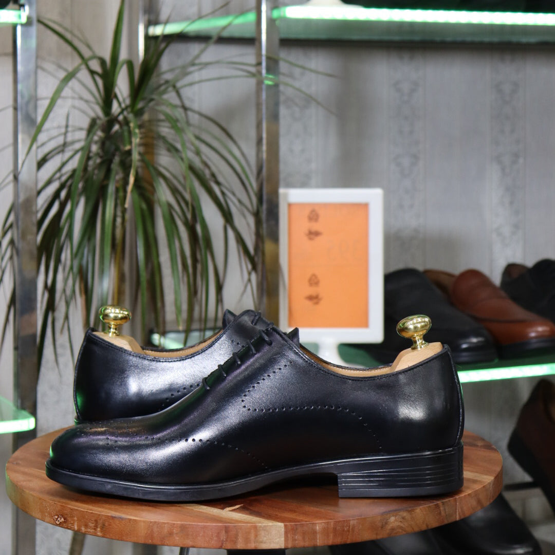 Mocassins En Cuir Noir - Richelieu- Pour -Homme