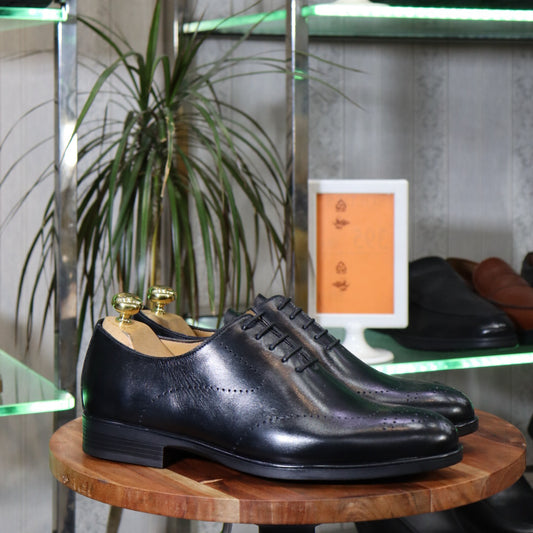 Mocassins En Cuir Noir - Richelieu- Pour -Homme