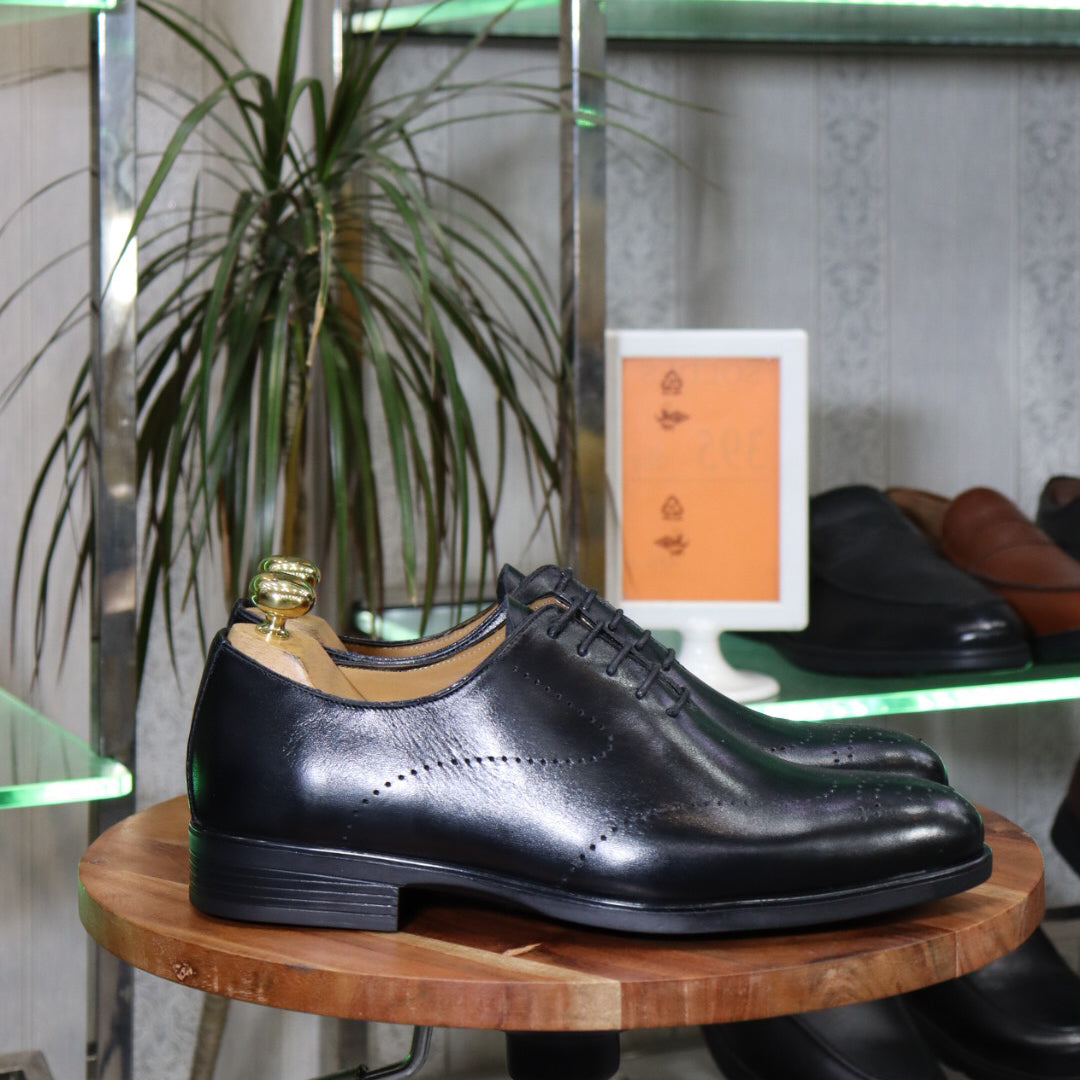 Mocassins En Cuir Noir - Richelieu- Pour -Homme