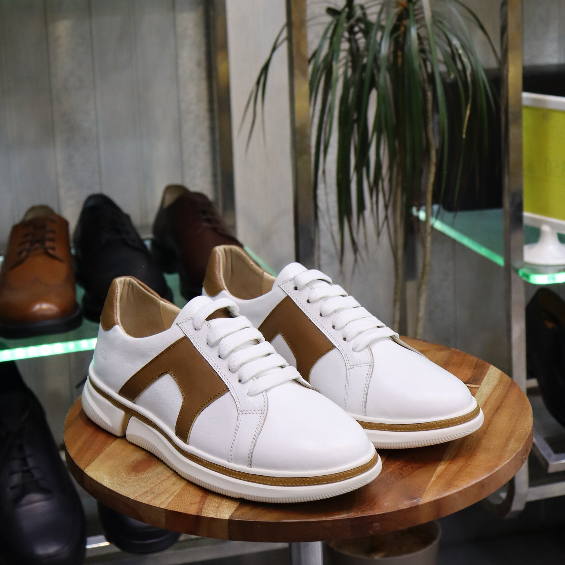 basket en cuir blanc pour home