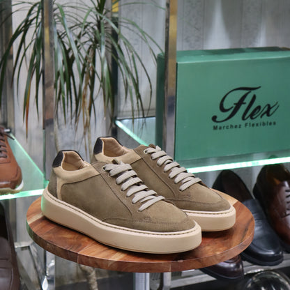 Basket  En Cuir Beige Nubuck - Vigo