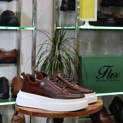 Basket Norman En Cuir Marron Brossé
