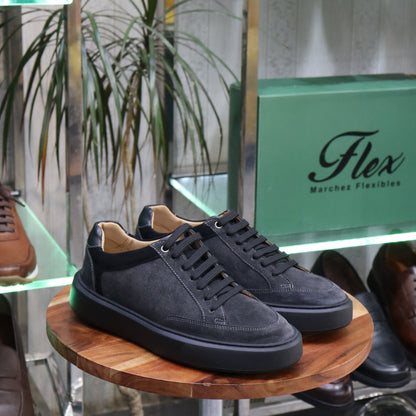 Basket  En Cuir Noir Nubuck - Vigo