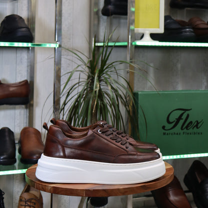 Basket Norman En Cuir Marron Brossé