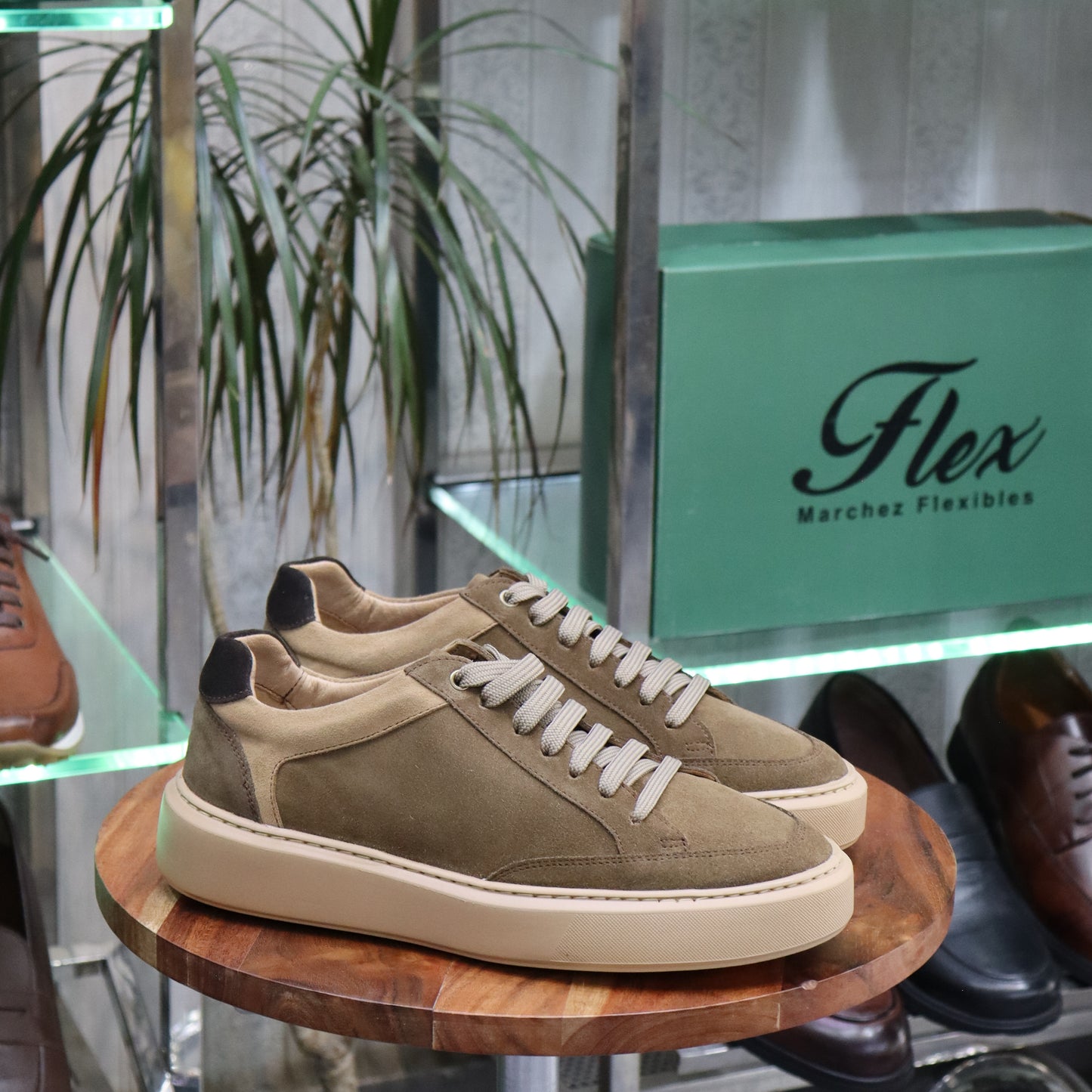 Basket  En Cuir Beige Nubuck - Vigo
