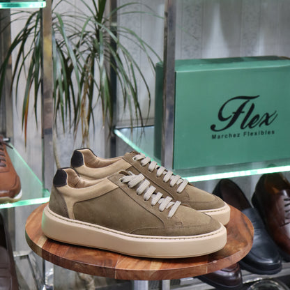 Basket  En Cuir Beige Nubuck - Vigo